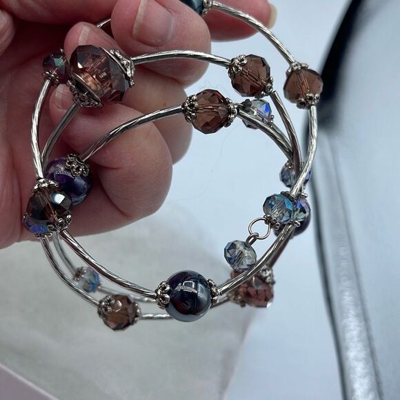 Memory wire Aura Borealis marbled glass beaded . - Picture 6 of 8